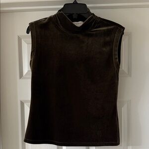 Evereve Velvet Sleeveless Top in Deep Brown